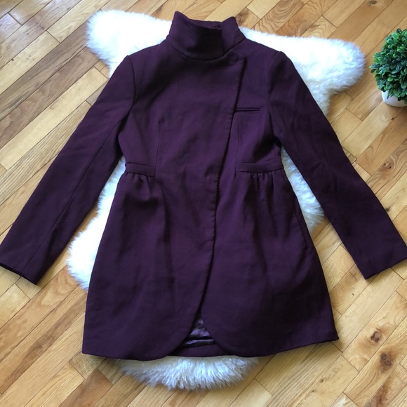 BEBE *faux fur collar missing* Cabernet peacoat-M - Picture 2 of 13